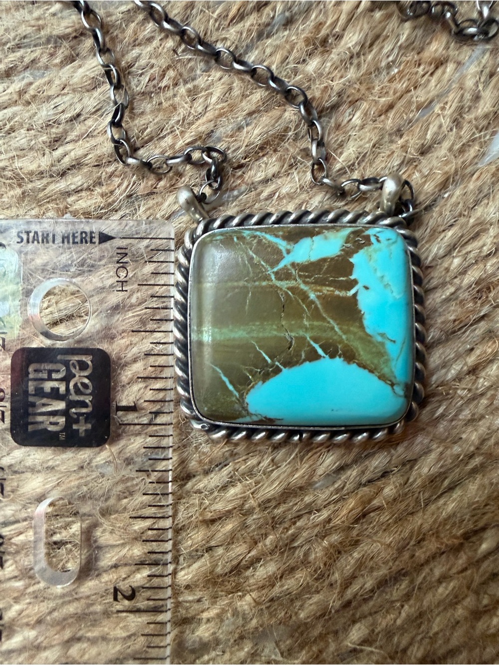 Augustine Largo Kingman Turquoise Stone Square Pendant Necklace - Women Jewelry - Picture 6 of 6